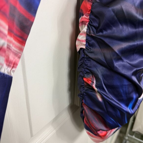 AKIRA Swirl Print Satin Mini Dress – XS (Red Multi) - Picture 4 of 8